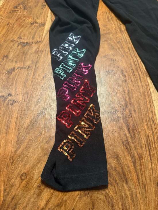 Victoria's Secret PINK Yoga FoldoverLeggings with Rainbow Sequin Logo y2k - Picture 5 of 5